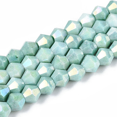 Anti-Tarnish Electroplate Bicone Glass Beads Strands EGLA-T021-6mm-16-07-1