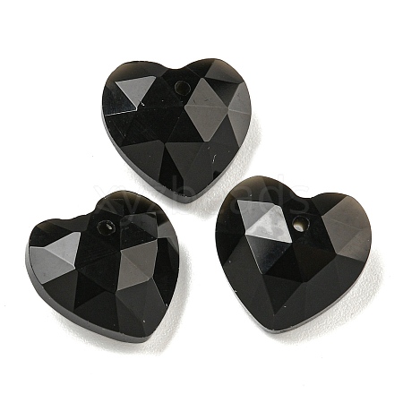 Natural Obsidian Faceted Heart Charms G-G123-01F-1