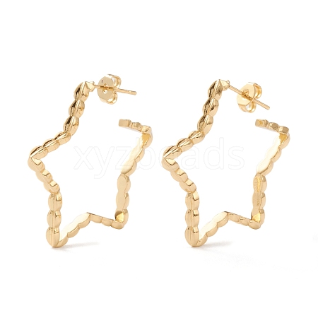 Brass Half Hoop Earrings EJEW-Z002-12G-1