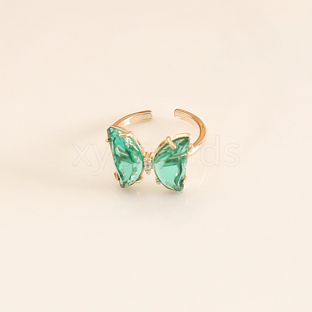 Butterfly Brass Glass Cuff Rings WGB6B8C-04-1