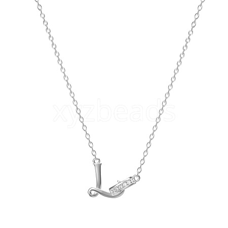304 Stainless Steel Crystal Rhinestone Initial Pendant Necklaces FS-WGCEFCC-12-1