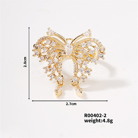 Butterfly Brass Micro Pave Cubic Zirconia Open Cuff Ring for Women BS0531-2-1