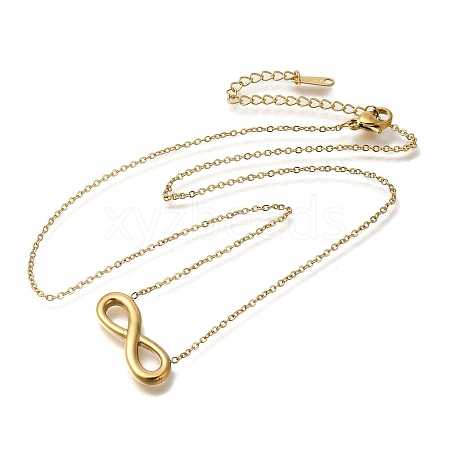 304 Stainless Steel Infinity Pendant Cable Chain Necklaces for Women NJEW-H046-05G-1