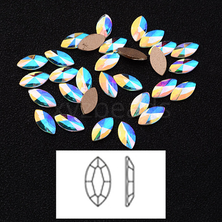 Faceted Horse Eye K9 Glass Rhinestone Cabochons EGLA-O007-15B-1