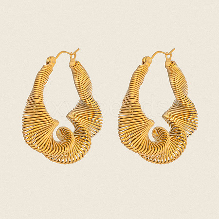 Twist 304 Stainless Steel Hoop Earrings JE2678-1-1