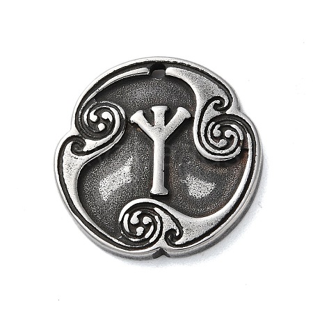 Rune Letters Alloy Pendants PALLOY-S193-01AS-15-1