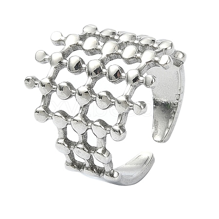 304 Stainless Steel Cuff Rings for Women RJEW-M019-18P-1