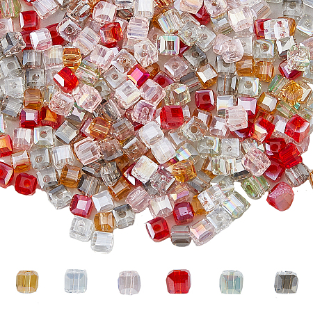 DICOSMETIC 300Pcs 6 Colors Transparent Electroplate Glass Beads Strands EGLA-DC0001-05-1