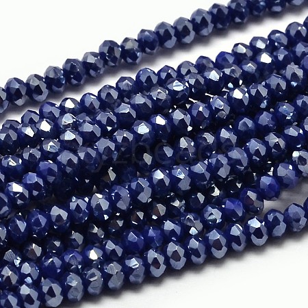 Faceted Rondelle Full Rainbow Plated Electroplate Glass Beads Strands EGLA-J134-3x2mm-FR04-1