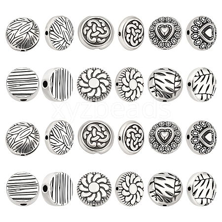 60Pcs 6 Styles Tibetan Style Alloy Beads FIND-ME0001-53-1