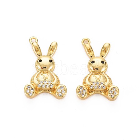 Brass Micro Pave Clear Cubic Zirconia Pendants KK-S360-148-NR-1