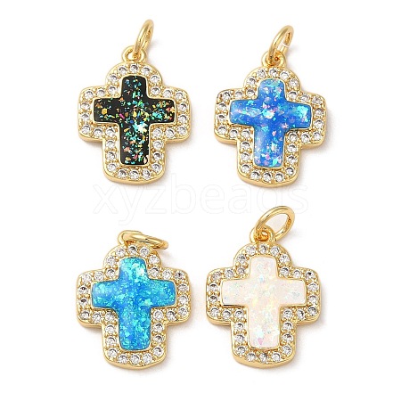 Rack Plating Brass Micro Pave Clear Cubic Zirconia Pendants KK-P268-12A-G-1