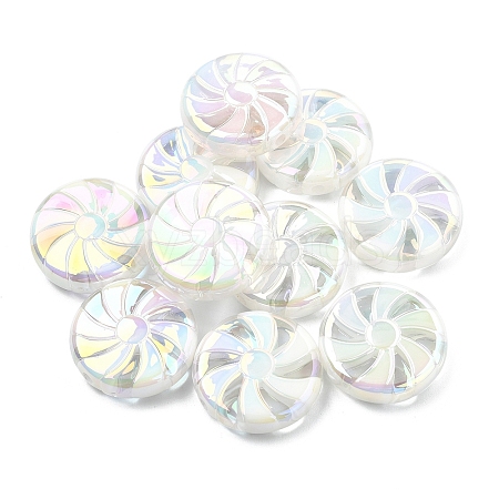 10Pcs UV Plating Opaque Acrylic Beads OACR-YW0002-21B-1