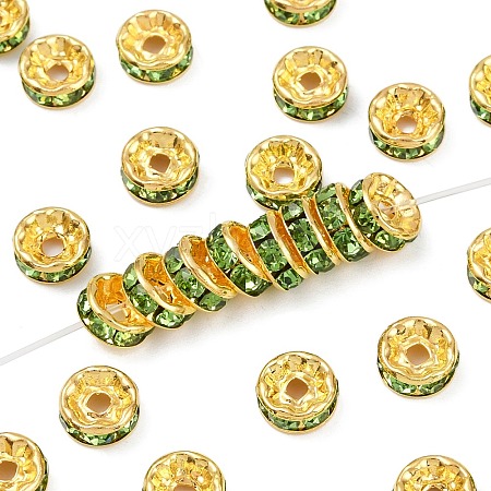 Brass Grade A Rhinestone Spacer Beads RSB038NF-10G-1
