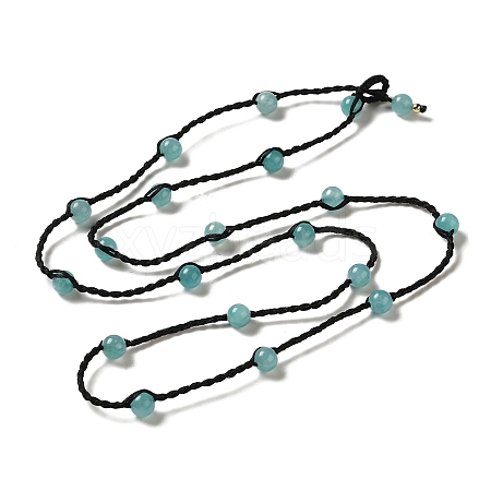 Natural Amazonite Braided Bead Necklacess NJEW-K258-06G-1