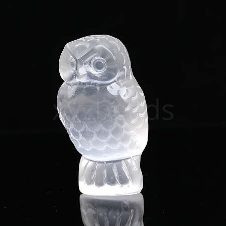 Owl Natural Selenite Figurines DJEW-PW0021-10-1