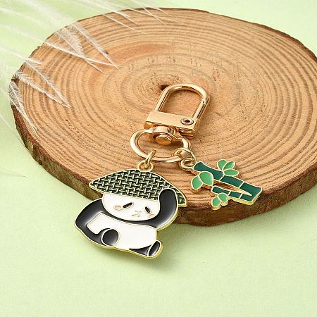 Panda Alloy Enamel Pendant Decorations HJEW-YW00020-02-1