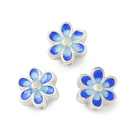 Rhodium Plated 925 Sterling Silver Enamel Beads STER-P060-05P-1