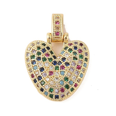 Brass Micro Pave Cubic Zirconia Pendants ZIRC-P121-01G-V-1