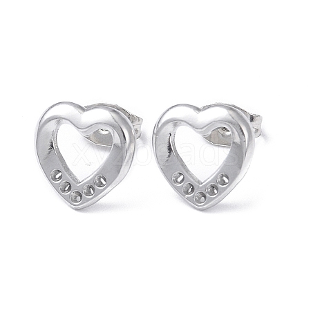 Non-Tarnish 304 Stainless Steel Hollow Out Heart Stud Earring Finding EJEW-I285-08P-1