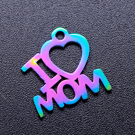 Mother's Day Ion Plating(IP) 201 Stainless Steel Charms LS-STAS-Q201-JN173-1