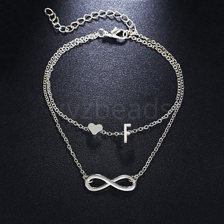 Alloy Infinity Heart Initial Charm Double Layer Anklets for Women FS-WG74AE6-06-1