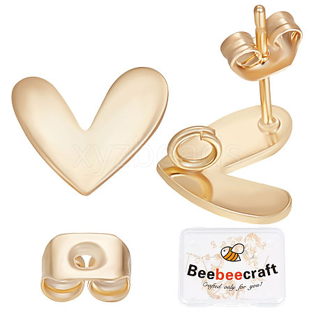 Beebeecraft 20Pcs Brass Stud Earring Findings KK-BBC0005-02-1