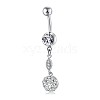 Brass Cubic Zirconia Navel Ring AJEW-EE0004-10-5