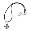 Glass Seed Cross Pendant Necklaces NJEW-MZ00025-04-4