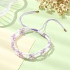 Woven Glass Flower Adjustable Braided Bead Bracelets for Women BJEW-MZ00100-4