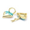 Heart Real 18K Gold Plated Brass Enamel Hoop Earrings EJEW-P192-01G-3