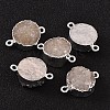 Flat Round Plated Natural Druzy Quartz Links connectors G-P090-15-2