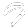 304 Stainless Steel Snake Chain Lariat Necklaces with Teardrop Ends NJEW-D300-02P-4