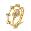 Adjustable Brass Micro Pave Cubic Zirconia Rings for Women RJEW-G325-03G-A-1