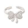 Bowknot Brass Micro Pave Clear Cubic Zirconia Cuff Rings for Women RJEW-G311-04B-P-2