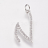 Brass Micro Pave Cubic Zirconia Letter Pendants ZIRC-A010-V02-1