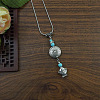 Exotic Ethnic Style Miao Silver & Synthetic Turquoise Drop Pendant Necklaces NL3465-2-1