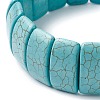 Synthetic Turquoise Rectangle Beaded Stretch Bracelets BJEW-P299-10A-2
