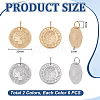 12Pcs 2 Colors 304 Stainless Steel Coin Pendants STAS-UN0064-48-2