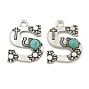 Synthetic Turquoise & Alloy Pendants PALLOY-H146-01AS-S-1