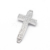 Curved Latin Sideways Cross Brass Micro Pave Cubic Zirconia Links ZIRC-E010-02-2