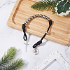 Tibetan Style Alloy Cross & Oval Charm Bracelet BJEW-AB00013-4