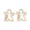 Brass Micro Pave Clear Cubic Zirconia Screw Carabiner Lock Charms ZIRC-I041-10G-1