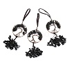Wire Wrapped Chips Natural Obsidian Big Pendant Decorations HJEW-H057-02B-1