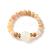 Natural Mixed Stone Round Beaded Stretch Ring with Moonstone RJEW-JR00440-3