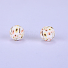 Printed Round with Sunflower Pattern Silicone Focal Beads SI-JX0056A-210-1