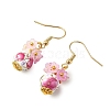 Handmade Flower Printed Porcelain Ceramic Dangle Earrings EJEW-JE07288-01-3