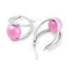 304 Stainless Steel & Plastic Imitation Pearl Oval with Ball Hoop Earrings for Women EJEW-C096-13P-05-2