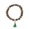 Christmas Theme Natural Tiger Eye Stretch Bracelets PW-WG9CD6F-06-1