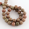 Natural Unakite Gemstone Round Bead Strands G-R289-6mm-2